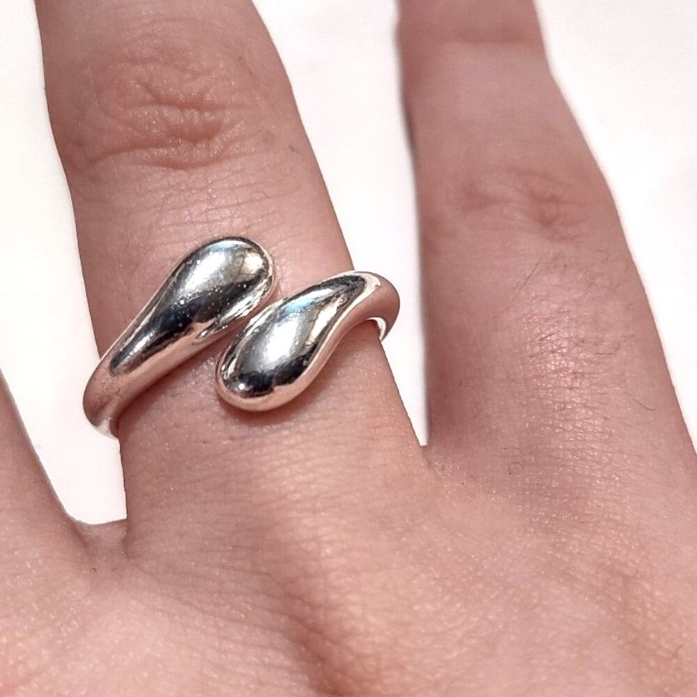 925 Sterling Silver Ring Lobed Teardrop Adjustable Band Christmas  Birthday Gift